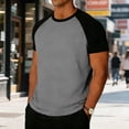 thumbnail image 1 of Zylanna Men's Contrast Raglan T-Shirts, Crew Neck Short Sleeve Fashion Casual Sport Tees Gray, 1 of 5
