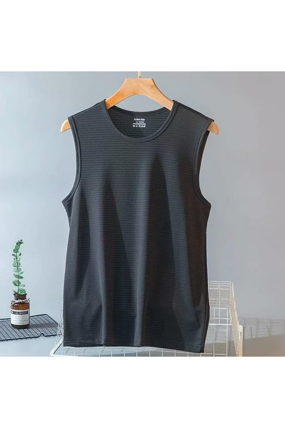 Men's Cool Tank Tops Tee, Solid Color Sleeveless Muscle Summer Vest Lightweight Gym Sports Workout Shirts for Men Black Size 3XL