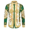 thumbnail image 1 of Zylanna Men's Formal Dress Shirts, Fashionable Print Long Sleeve Button Turn Down Collar Shirts Green Size M, 1 of 8