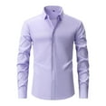thumbnail image 1 of Zylanna Men's Formal Dress Shirts, Long Sleeve Button Business Solid Turn Down Collar Shirts Light Purple Size XS, 1 of 8
