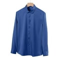 thumbnail image 1 of Zylanna Men's Formal Dress Shirts, Long Sleeve Solid Business Button Turn Down Collar Shirts Dark Blue Size XS, 1 of 5