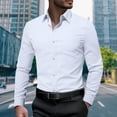 thumbnail image 1 of Zylanna Men's Formal Dress Shirts, Pocket Long Sleeve Business Solid Turn Down Collar Shirts White Size S, 1 of 8