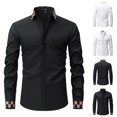 thumbnail image 1 of Zylanna Men's Formal Dress Shirts, Solid Business Long Sleeve Button Turn Down Collar Shirts Black Size 2XL, 1 of 9