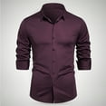 thumbnail image 1 of Zylanna Men's Formal Dress Shirts, Solid Long Sleeve Button Business Turn Down Collar Shirts Wine Size XL, 1 of 6