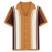 Zylanna Men's Golf Polo Shirts, Short Sleeve Printed Fashion Business Turn Down Collar Casual Pullover Tee for Men Brown Size 3XL