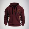 thumbnail image 1 of Zylanna Men's Half Zip Hoodies, Long Sleeve Hooded Sweatshirt Workout Running Elastic Athletic Jacket with Pockets Wine Size M, 1 of 4
