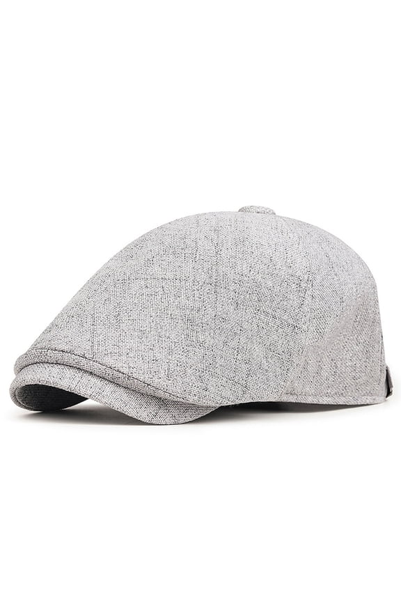 Men's Hats, Trendy Ten Cap Textured Four Seasons Multi-Color Adjustable Flat Cap Gray