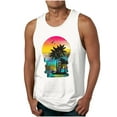 thumbnail image 1 of Zylanna Men's Hawaii Tank Tops Pullover, Crew Neck Sleeveless Beach Vacation Cool Vest Casual T-Shirts for Men White Size 4XL, 1 of 4