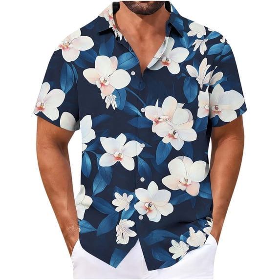 Zylanna Men's Hawaiian Shirts, Button Down Short Sleeve Tropical Floral Print Casual Summer Beach Shirt for Vacation Multicolor