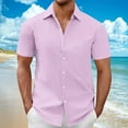 thumbnail image 1 of Zylanna Men's Hawaiian Shirts, Casual Quickly Dry Turndown Collar Short Sleeve Summer Beach Button Down Shirts Pink Size 4XL, 1 of 6