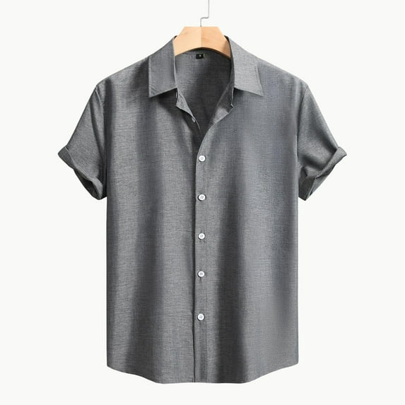 Zylanna Men's Hawaiian Shirts, Casual Short Sleeve Turndown Collar Quickly Dry Summer Beach Button Down Shirts Gray Size 2XL