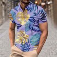 thumbnail image 1 of Zylanna Men's Hawaiian Shirts, Casual Turndown Collar Quickly Dry Short Sleeve Summer Beach Button Down Shirts Purple Size L, 1 of 5
