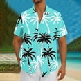 thumbnail image 1 of Zylanna Men's Hawaiian Shirts, Quickly Dry Turndown Collar Casual Short Sleeve Summer Beach Button Down Shirts Green Size 4XL, 1 of 5