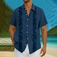 thumbnail image 1 of Zylanna Men's Hawaiian Shirts, Quickly Dry Turndown Collar Casual Short Sleeve Summer Beach Button Down Shirts Navy Size 2XL, 1 of 5