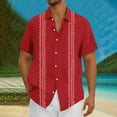 thumbnail image 1 of Zylanna Men's Hawaiian Shirts, Short Sleeve Quickly Dry Turndown Collar Casual Summer Beach Button Down Shirts Red Size 3XL, 1 of 5