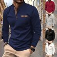 thumbnail image 1 of Zylanna Men's Henley Shirts, Color Block Pocket Button Crew Neck Long Sleeve Casual Pullover for Men Navy, 1 of 4