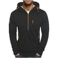 thumbnail image 1 of Zylanna Men's Hooded Sweatshirts with Multi-Pockets, Casual Solid Color Soft & Warm Half-Zip Sport Hoodies Pullover for Men Black, 1 of 4