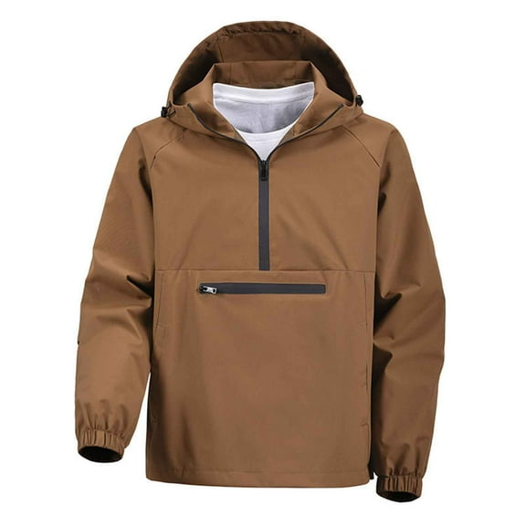 Zylanna Men's Hooded Sweatshirts with Pockets, Half-Zip Solid Color Soft & Warm Casual Sport Hoodies Pullover for Men Coffee