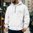thumbnail image 1 of Zylanna Men's Hooded Sweatshirts with Pockets, Soft & Warm Half-Zip Solid Color Casual Sport Hoodies Pullover for Men White, 1 of 6