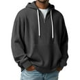 thumbnail image 1 of Zylanna Men's Hooded Sweatshirts with Pockets, Soft & Warm Solid Color Casual Half-Zip Sport Hoodies Pullover for Men Black, 1 of 5