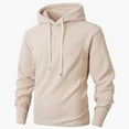 thumbnail image 1 of Zylanna Men's Hoodie Pullover, with Drawstring Solid Color Stretchy Fleece Lined Casual Sweatshirts for Men Beige, 1 of 9