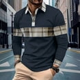 thumbnail image 1 of Zylanna Men's Long Sleeve Polo Shirts, Color Block Slim Fit Turndown Collar Spring Fall Casual Pullover Tops for Man Navy, 1 of 6