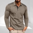 thumbnail image 1 of Zylanna Men's Long Sleeve Polo Shirts, Slim Fit Spring Fall Turndown Collar Solid Casual Pullover Tops for Man Khaki, 1 of 7