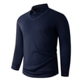 thumbnail image 1 of Zylanna Men's Long Sleeve Polo Shirts, Slim Fit Turndown Collar Solid Spring Fall Casual Pullover Tops for Man Navy, 1 of 6