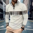 thumbnail image 1 of Zylanna Men's Long Sleeve Polo Shirts, Spring Fall Color Block Turndown Collar Slim Fit Casual Pullover Tops for Man White, 1 of 6