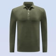 thumbnail image 1 of Zylanna Men's Long Sleeve Polo Shirts, Turndown Collar Slim Fit Solid Spring Fall Casual Pullover Tops for Man Army Green, 1 of 5