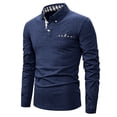 thumbnail image 1 of Zylanna Men's Long Sleeve Polo Shirts with Chest Pocket, Spring Fall Slim Fit Turndown Collar Solid Casual Pullover Tops for Man Blue, 1 of 7