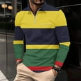 thumbnail image 1 of Zylanna Men's Long Sleeve Polo Shirts with Chest Pocket, Spring Fall Striped Turndown Collar Slim Fit Casual Pullover Tops for Man Multicolor, 1 of 6