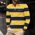 thumbnail image 1 of Zylanna Men's Long Sleeve Polo Shirts with Chest Pocket, Turndown Collar Striped Spring Fall Slim Fit Casual Pullover Tops for Man Multicolor, 1 of 6