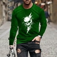 thumbnail image 1 of Zylanna Men's Long Sleeve T-Shirts, Activewear Crew Neck Halloween Print Loose Casual Tops for Men Green, 1 of 5