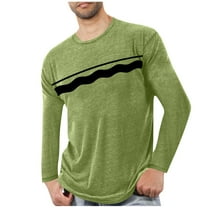 Zylanna Men's Long Sleeve T-Shirts, Activewear Crew Neck Stretchy Striped Casual Tops for Sport Green