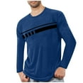 thumbnail image 1 of Zylanna Men's Long Sleeve T-Shirts, Activewear Striped Crew Neck Stretchy Casual Tops for Sport Dark Blue, 1 of 3