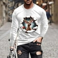 thumbnail image 1 of Zylanna Men's Long Sleeve T-Shirts, Christmas Print Loose Activewear Crew Neck Casual Tops for Men White, 1 of 5