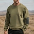 thumbnail image 1 of Zylanna Men's Long Sleeve T-Shirts, Color Block Patching Homewear Loose Crew Neck Casual Tops for Men Army Green, 1 of 5