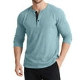 thumbnail image 1 of Zylanna Men's Long Sleeve T-Shirts, Color Block Patching Loose Crew Neck Homewear Casual Tops for Men Blue, 1 of 2
