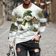 thumbnail image 1 of Zylanna Men's Long Sleeve T-Shirts, Crew Neck Homewear Loose Christmas Print Casual Tops for Men Mint Green, 1 of 5