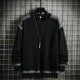 thumbnail image 1 of Zylanna Men's Long Sleeve T-Shirts, Crew Neck Loose Homewear Color Block Patching Casual Tops for Men Black, 1 of 3