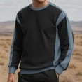 thumbnail image 1 of Zylanna Men's Long Sleeve T-Shirts, Crew Neck Loose Homewear Color Block Patching Casual Tops for Men Black, 1 of 4