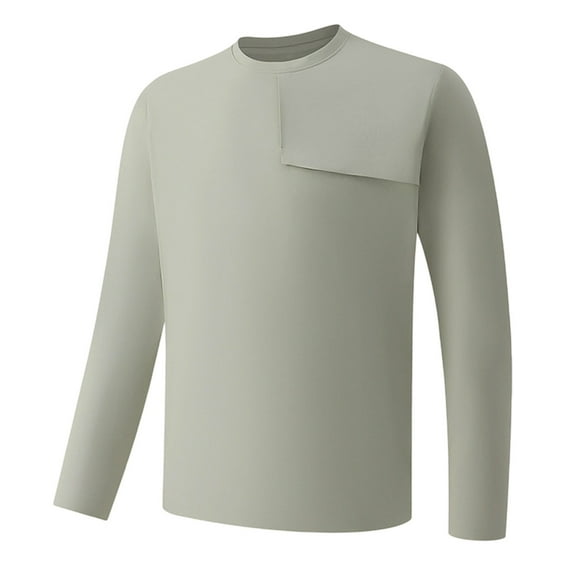 Zylanna Men's Long Sleeve T-Shirts, Crew Neck Loose Homewear Solid Color Casual Tops for Men Army Green