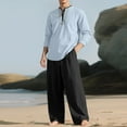 thumbnail image 1 of Zylanna Men's Long Sleeve T-Shirts, Crew Neck Loose Homewear Solid Color Casual Tops for Men Blue, 1 of 4