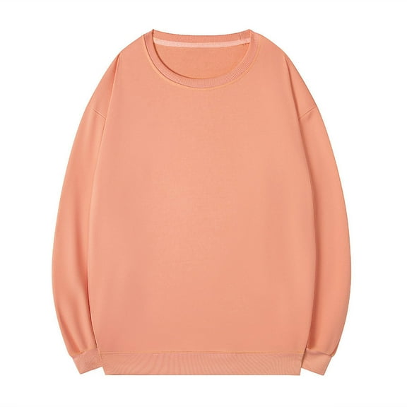 Zylanna Men's Long Sleeve T-Shirts, Crew Neck Loose Homewear Solid Color Casual Tops for Men Orange