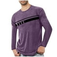 thumbnail image 1 of Zylanna Men's Long Sleeve T-Shirts, Crew Neck Stretchy Striped Activewear Casual Tops for Sport Purple, 1 of 3