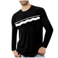 thumbnail image 1 of Zylanna Men's Long Sleeve T-Shirts, Crew Neck Striped Stretchy Activewear Casual Tops for Sport Black, 1 of 3