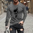thumbnail image 1 of Zylanna Men's Long Sleeve T-Shirts, Halloween Print Crew Neck Loose Activewear Casual Tops for Men Gray, 1 of 5