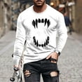 thumbnail image 1 of Zylanna Men's Long Sleeve T-Shirts, Halloween Print Loose Activewear Crew Neck Casual Tops for Men White, 1 of 5