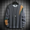 thumbnail image 1 of Zylanna Men's Long Sleeve T-Shirts, Homewear Loose Color Block Patching Crew Neck Casual Tops for Men Gray, 1 of 3